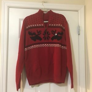 New Chaps Red Large Sweater with Half Zip Neck